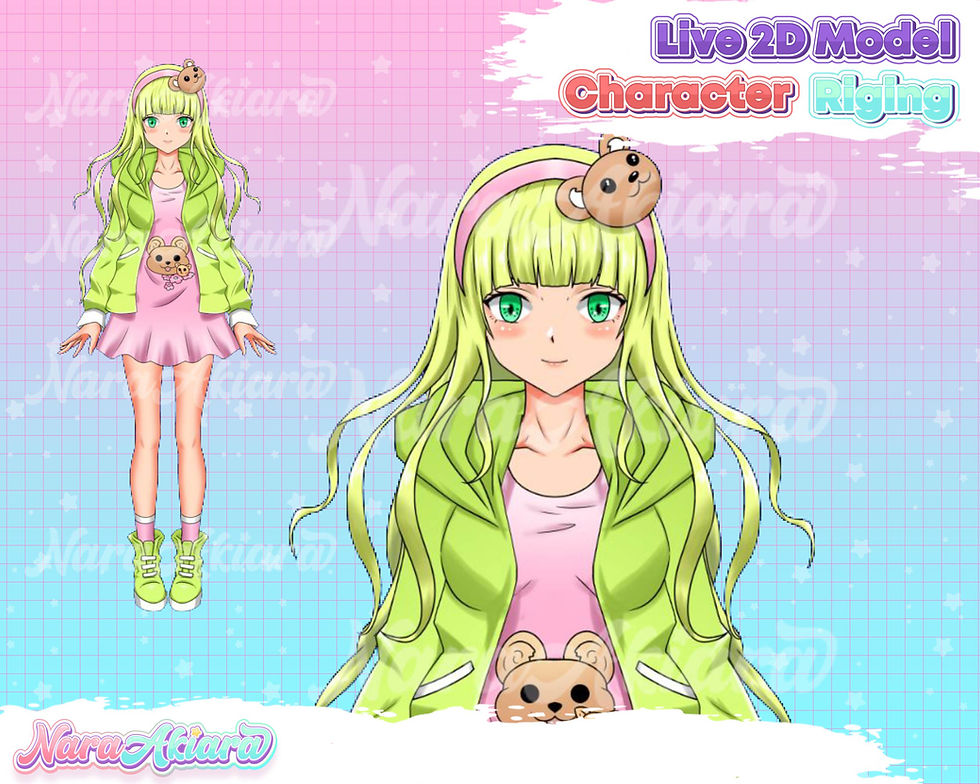 Thumbnail: Enchanting Elegance Vtuber Live2d Anime Green Hair Young Girl