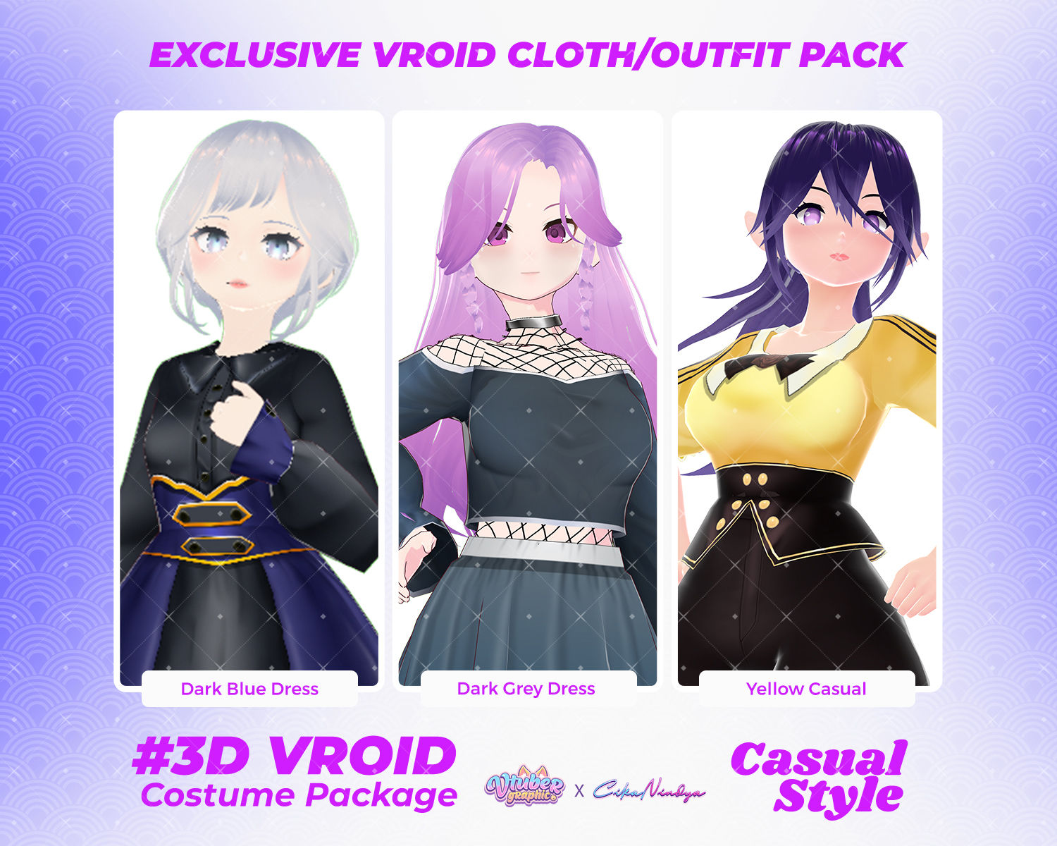 Soft Casual Outfit Set for 3D VRoid Models – Style for Virtual Characters