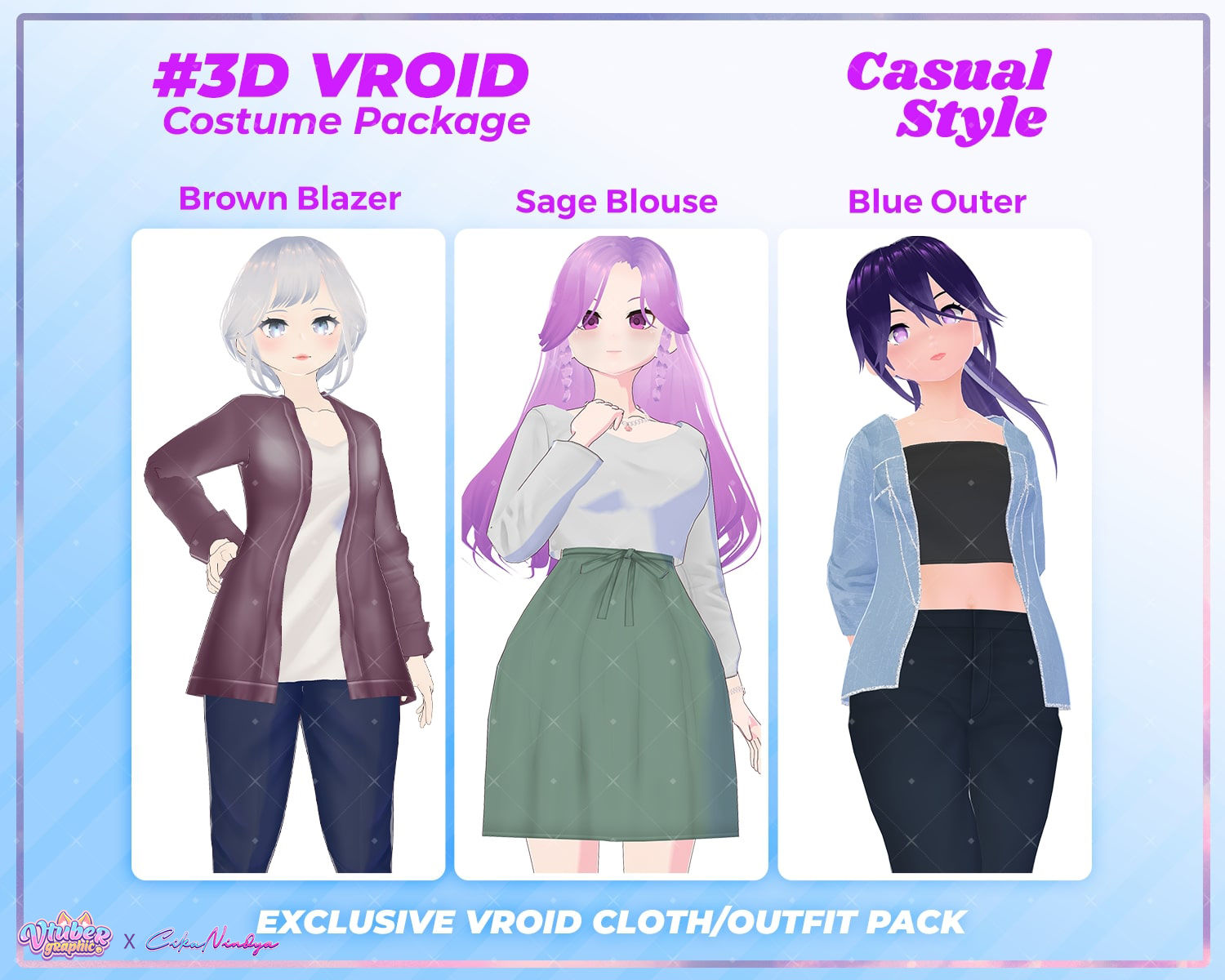 3D VRoid Clothes Pack: Lazy Day Comfort - Relaxed Casual Girl Set