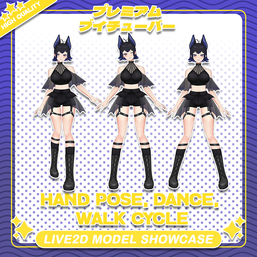 サムネイル： Premium Live2D Vtuber Avatar Bat Girl with Cool Mysterious Gothic Charm