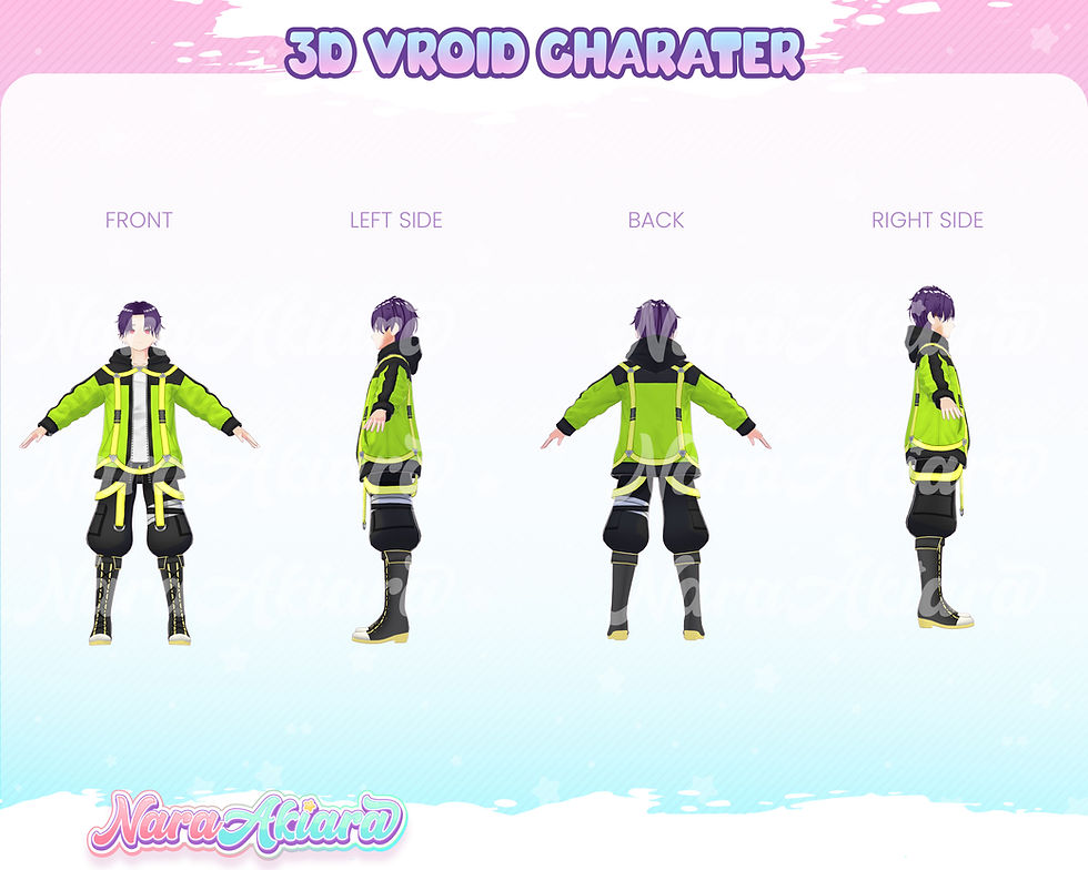 섬네일: Enthrall Your Audience with Our 3D Purple Hair Cyberpunk Anime Male Vroid Model