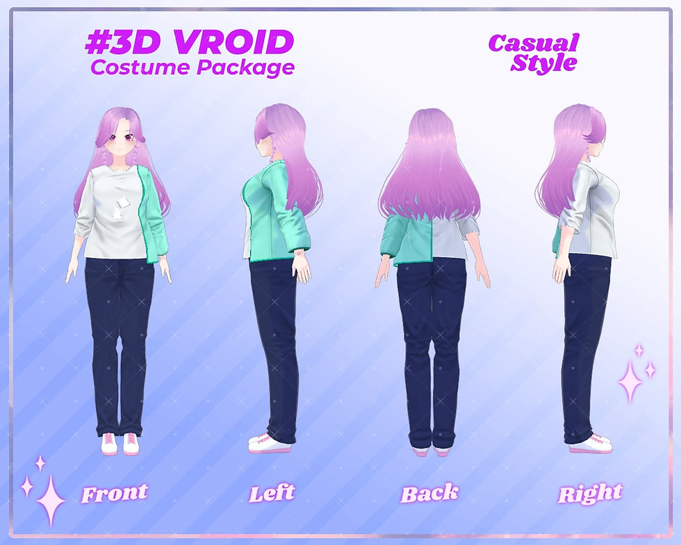 Thumbnail: 3D VRoid Clothes Pack: The Star Gazer - Whimsical Casual Girl Outfit