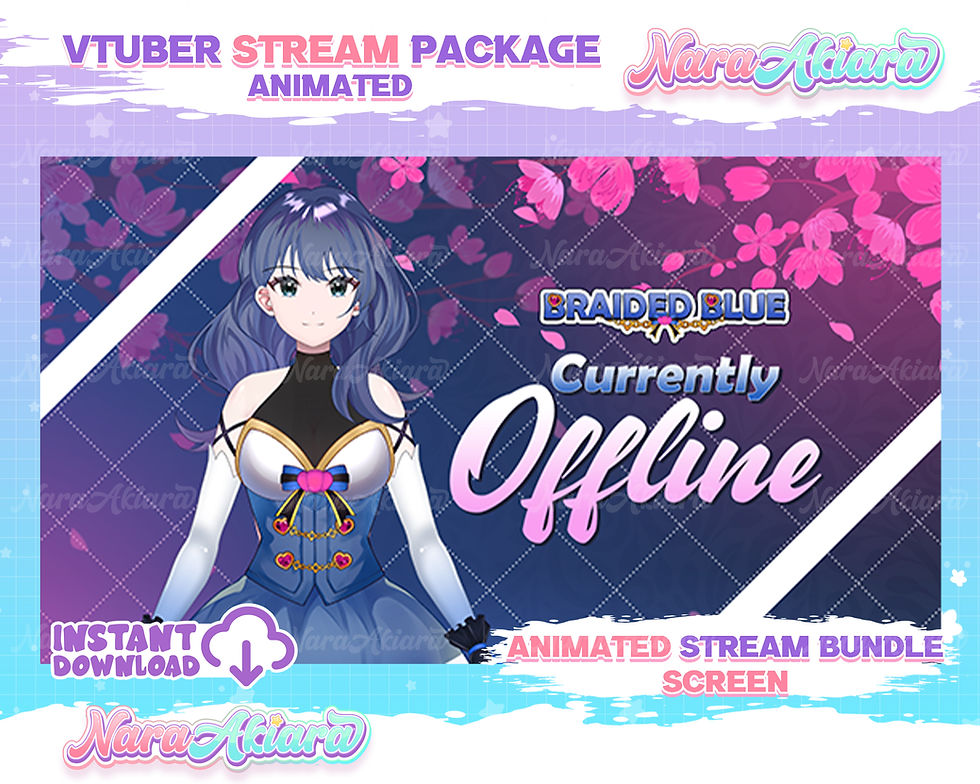 섬네일: Elevate your streams with Anime Girl Braided Blue Hair Overlay Stream Package