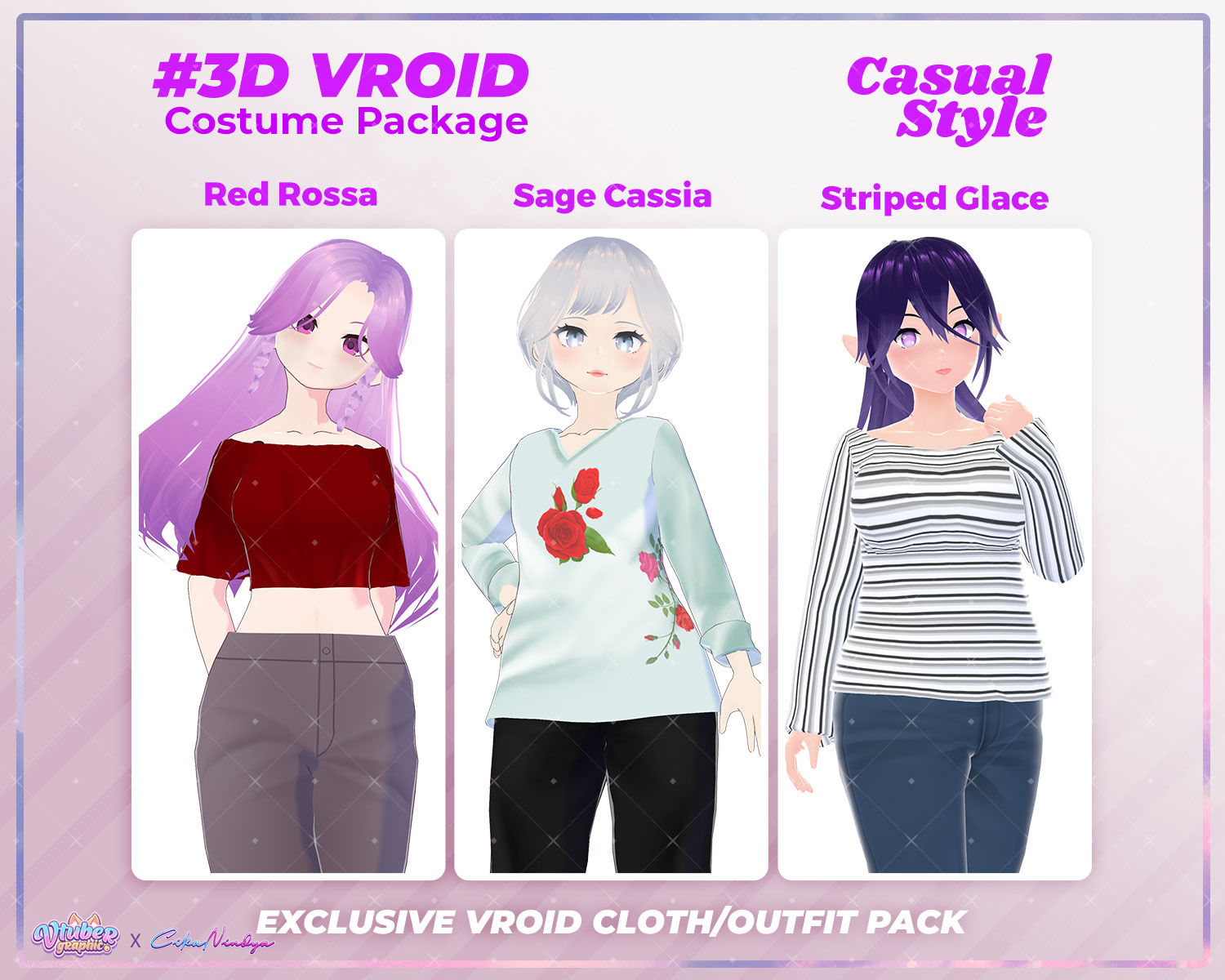 3D VRoid Clothes Pack Fun & Playful - Charming Casual Outfit Set