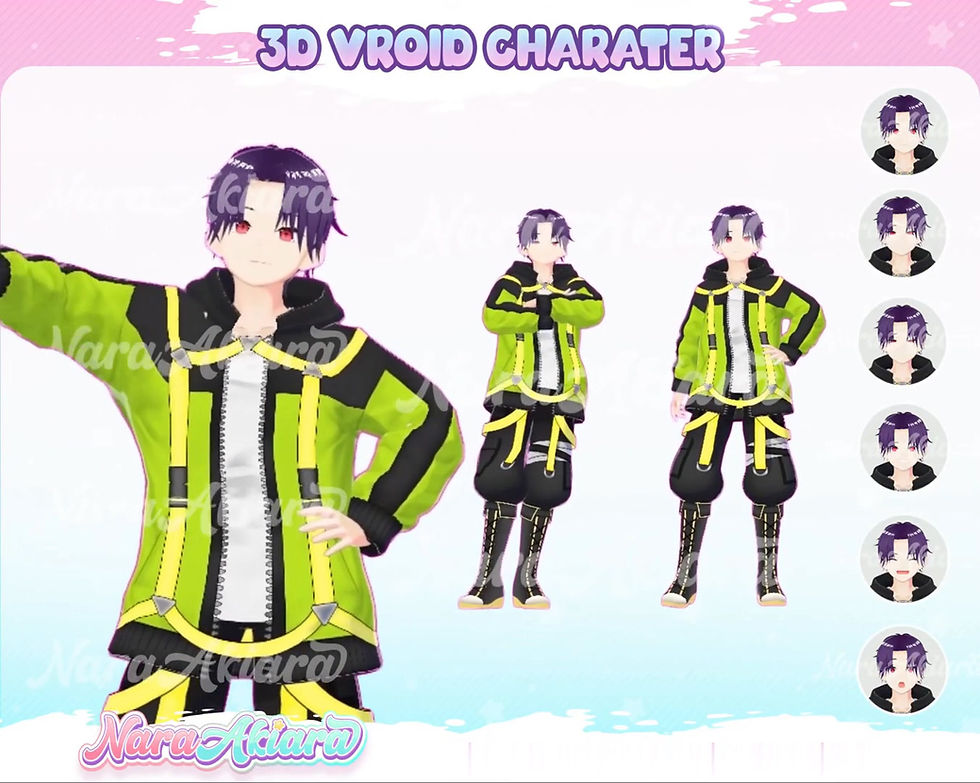 Thumbnail: Enthrall Your Audience with Our 3D Purple Hair Cyberpunk Anime Male Vroid Model