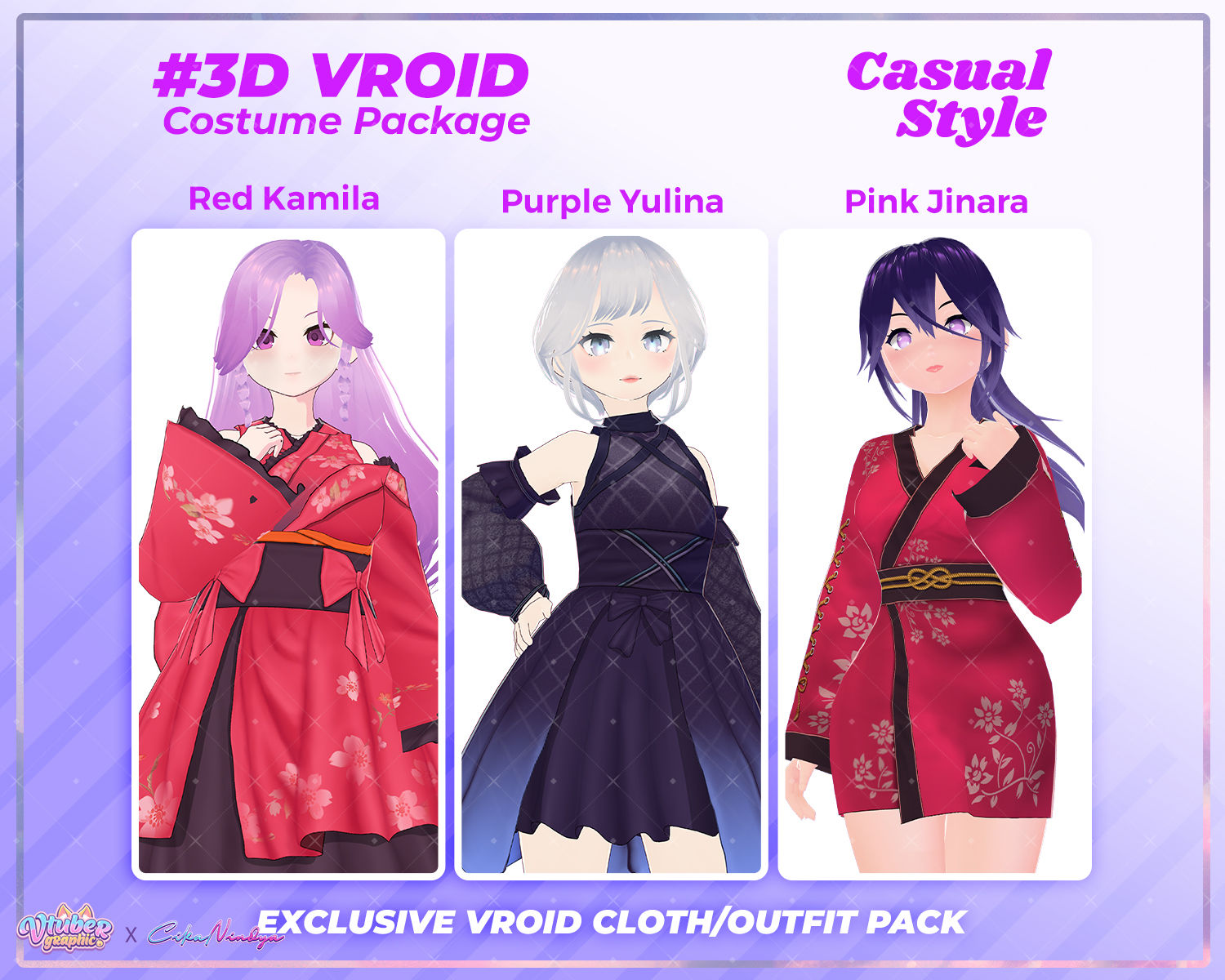 3D VRoid Clothes Pack Bubblegum Pop - Vibrant Casual Girl Attire