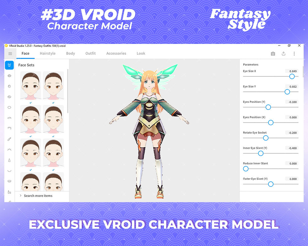 Thumbnail: Fantasy Outfit Character Beautiful Anime Girl 3D VRoid Model for Online Stream