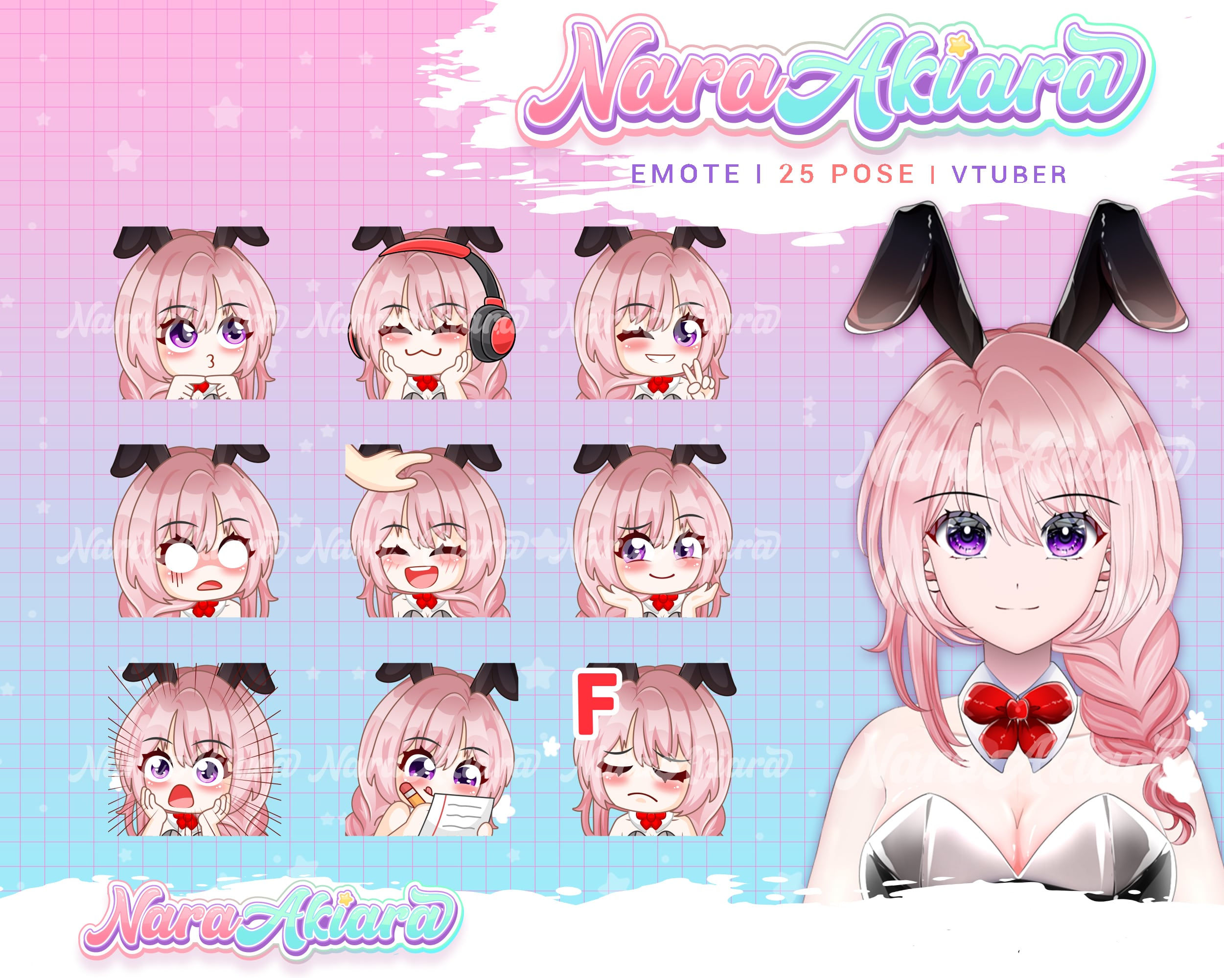 Express More with Bunny Anime Girl Emotes for VTubers on Twitch