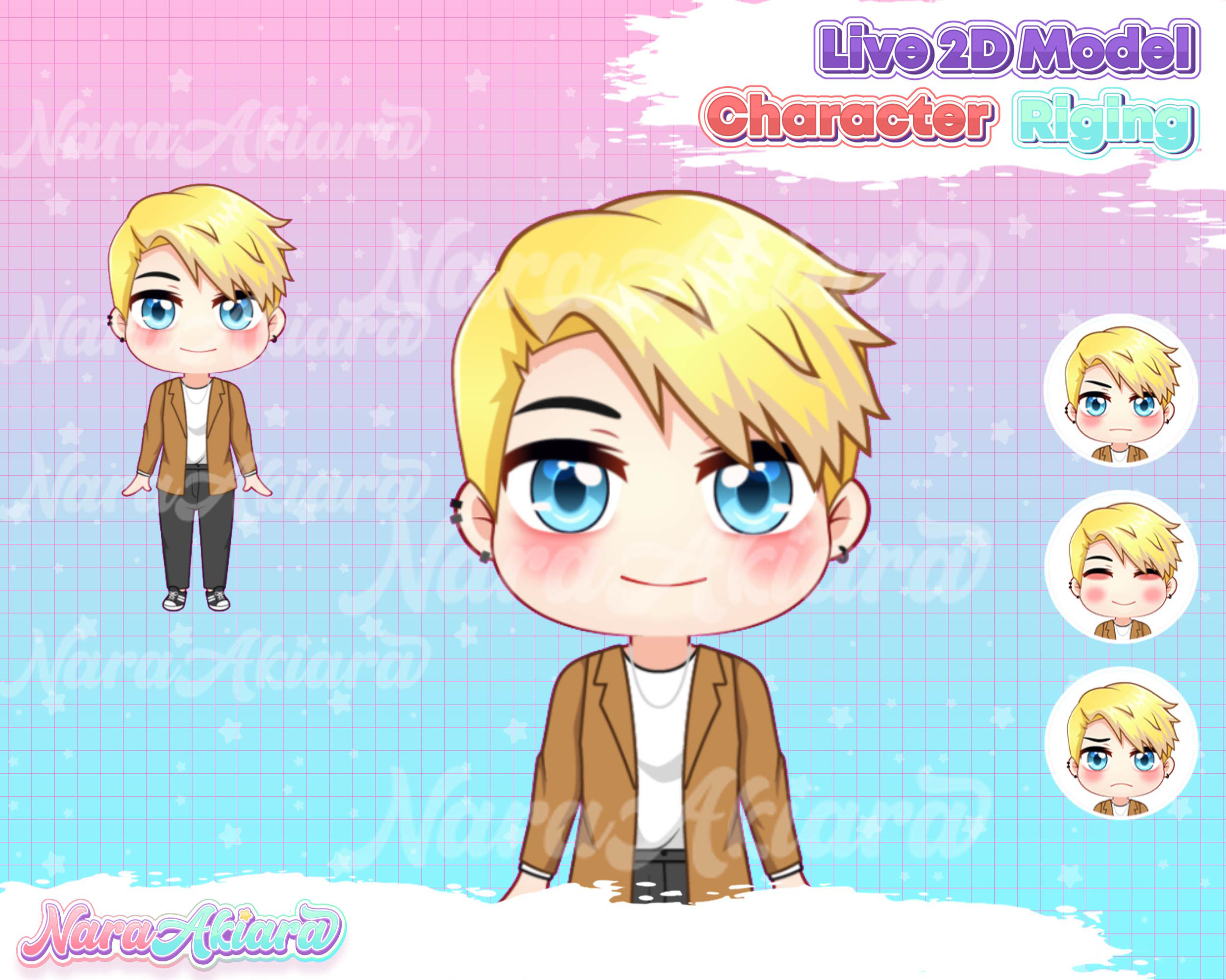 Elevate Your Vtuber Experience with the Charming Chibi Male Blonde Hair Live2d