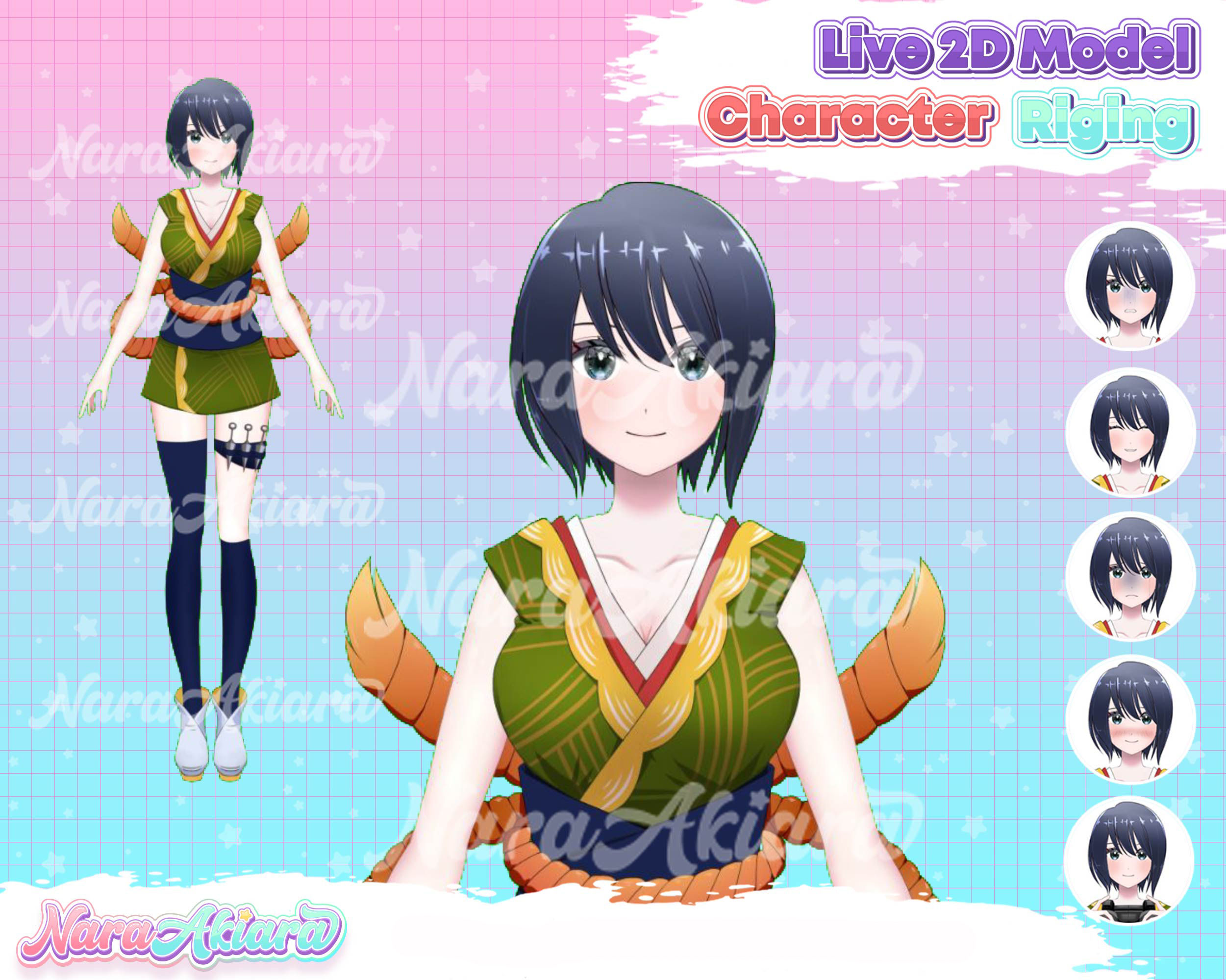 Captivating Vtuber Live2d Model Anime Girl with Chic Blue Short Hair