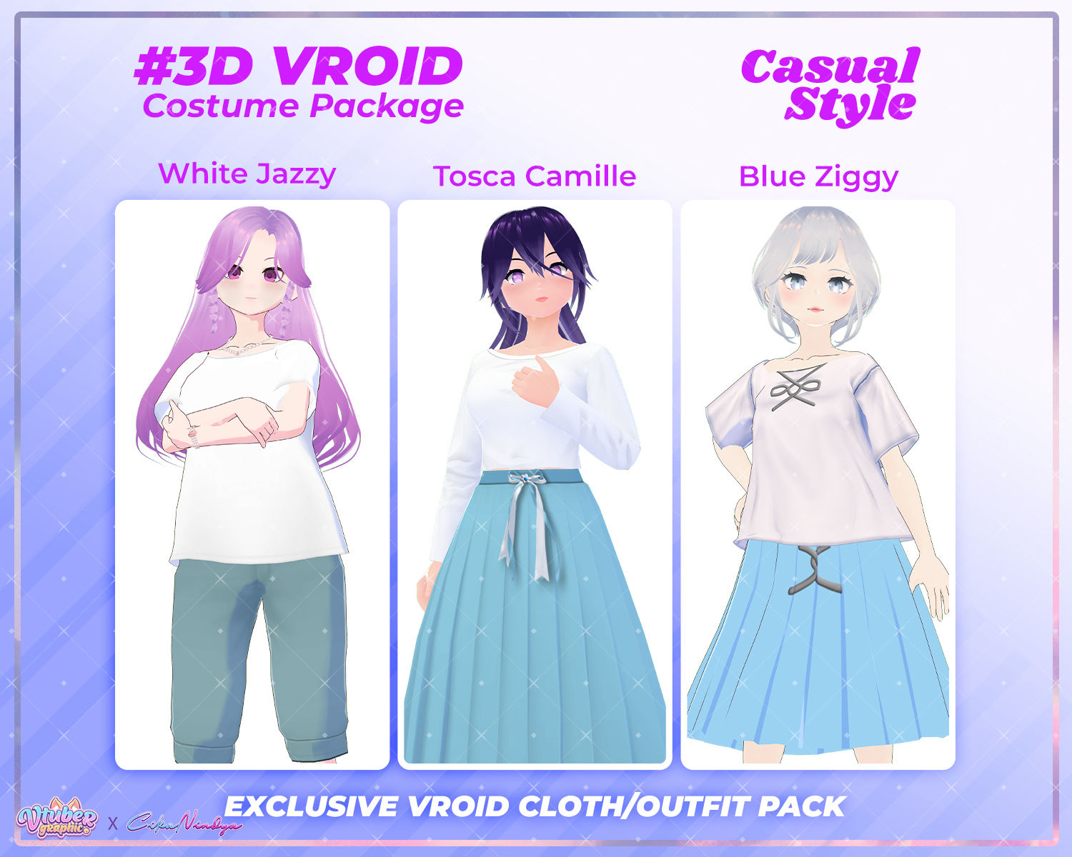 3D VRoid Clothes Pack The Cozy Vlogger - Comfortable Everyday Casual Wear
