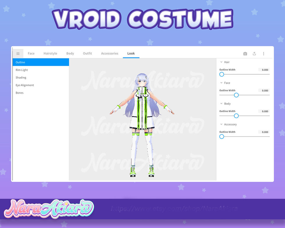 縮圖：Unleash Your Charm with the Modern Lime Clothing Style in 3D Vroid Costume