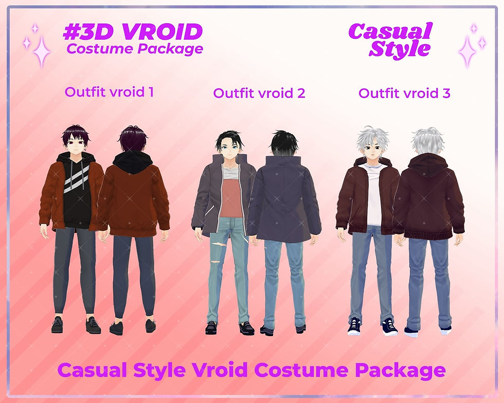 섬네일: Fashionable 3D VRoid Casual Outfit Pack for Digital Wardrobe Upgrade