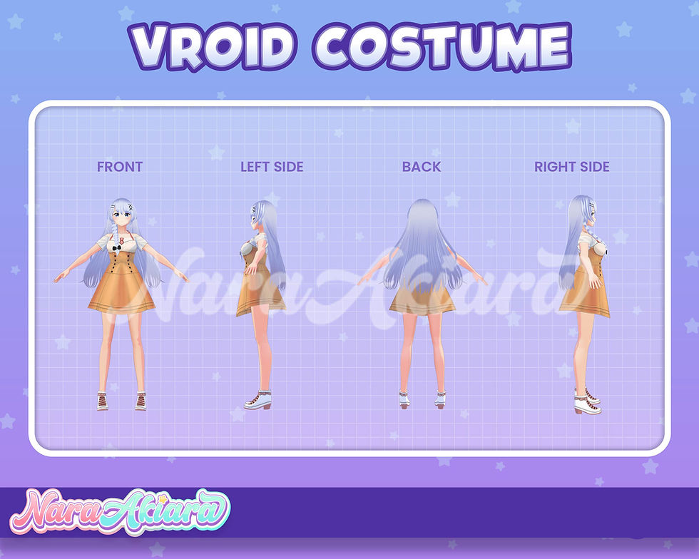 縮圖：Elegant 3D Vroid Costume White Off-Shoulder Dresses for Your Vtuber Stream