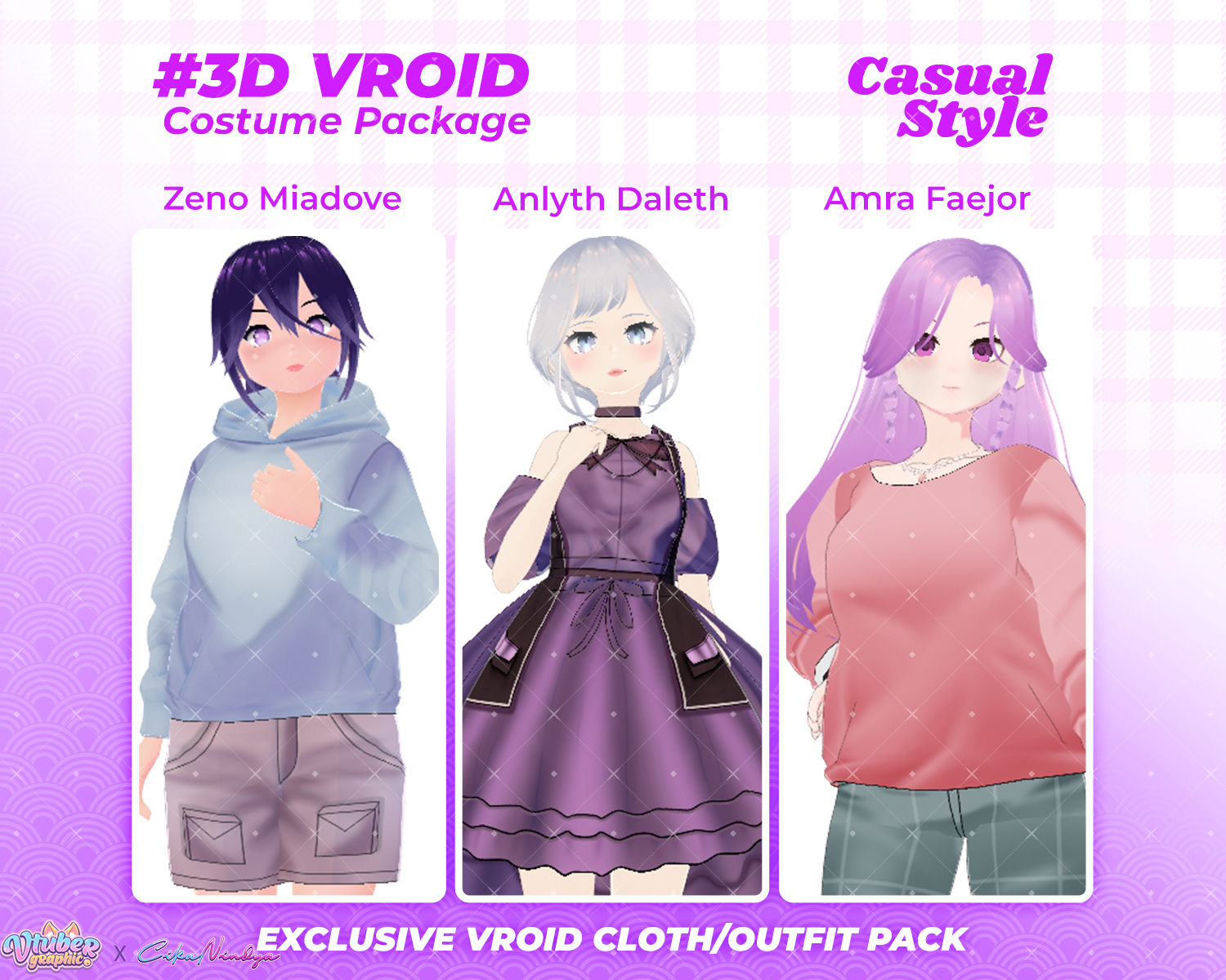 Vintage Street Style 3D VRoid Clothes Pack - Classic Casual Girl Outfit