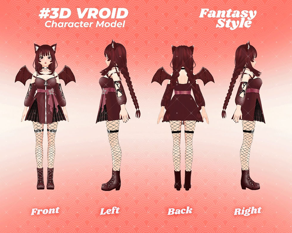 Thumbnail: Elegant Anime Girl 3D Vroid Model Mikha with Red Dress and Ribbon