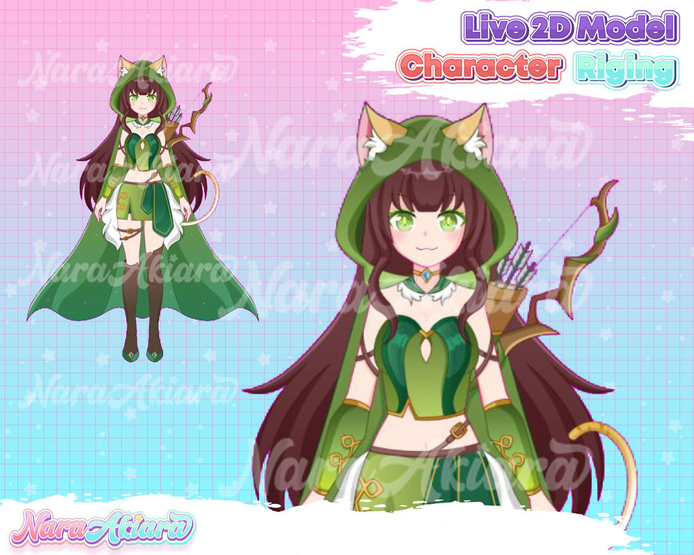 Thumbnail: Unleash Your Agility with Vtuber Live2D Anime Archer Girl in Green Robe Models