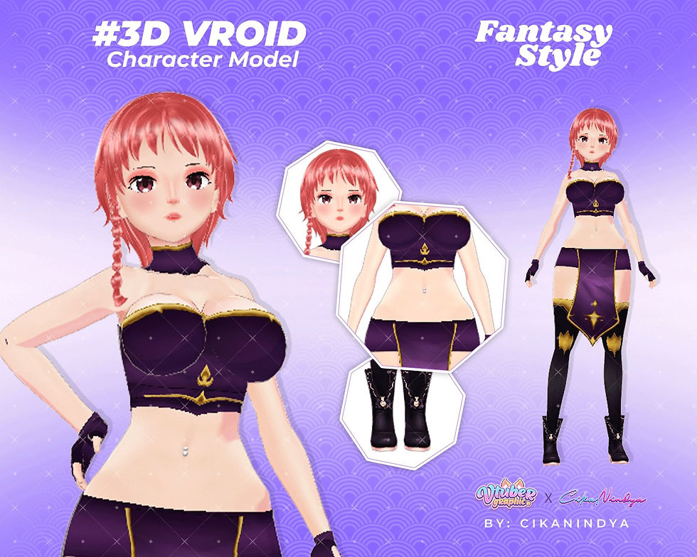 Stylish 3D Vroid Model Suyomi Kairi Anime Girl Avatar for VTuber Content