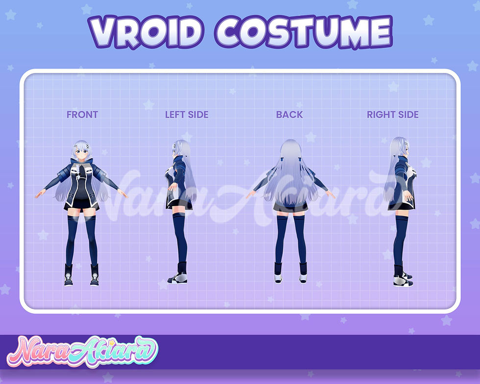 Thumbnail: Cyber-Chic Revolution with Vroid's Unconventional Dark Blue 3D Cyberpunk Uniform