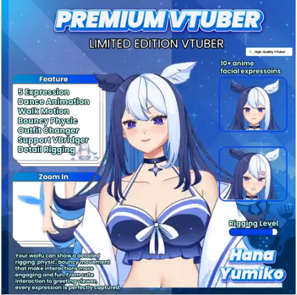 Limited Edition VTuber Live2D Model Hana Yumiko Premium Quality for Elite Stream