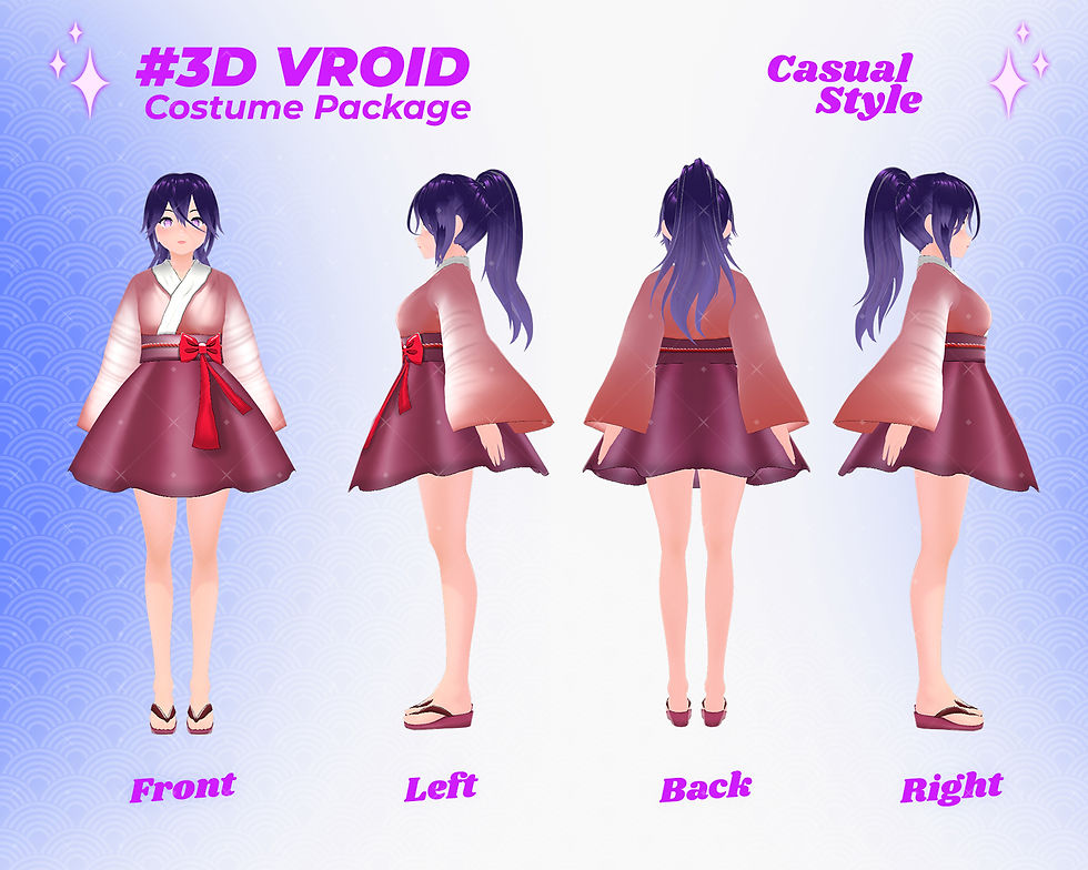 섬네일: 3D VRoid Clothes Pack Girl's Modern Street Fashion Layering Set