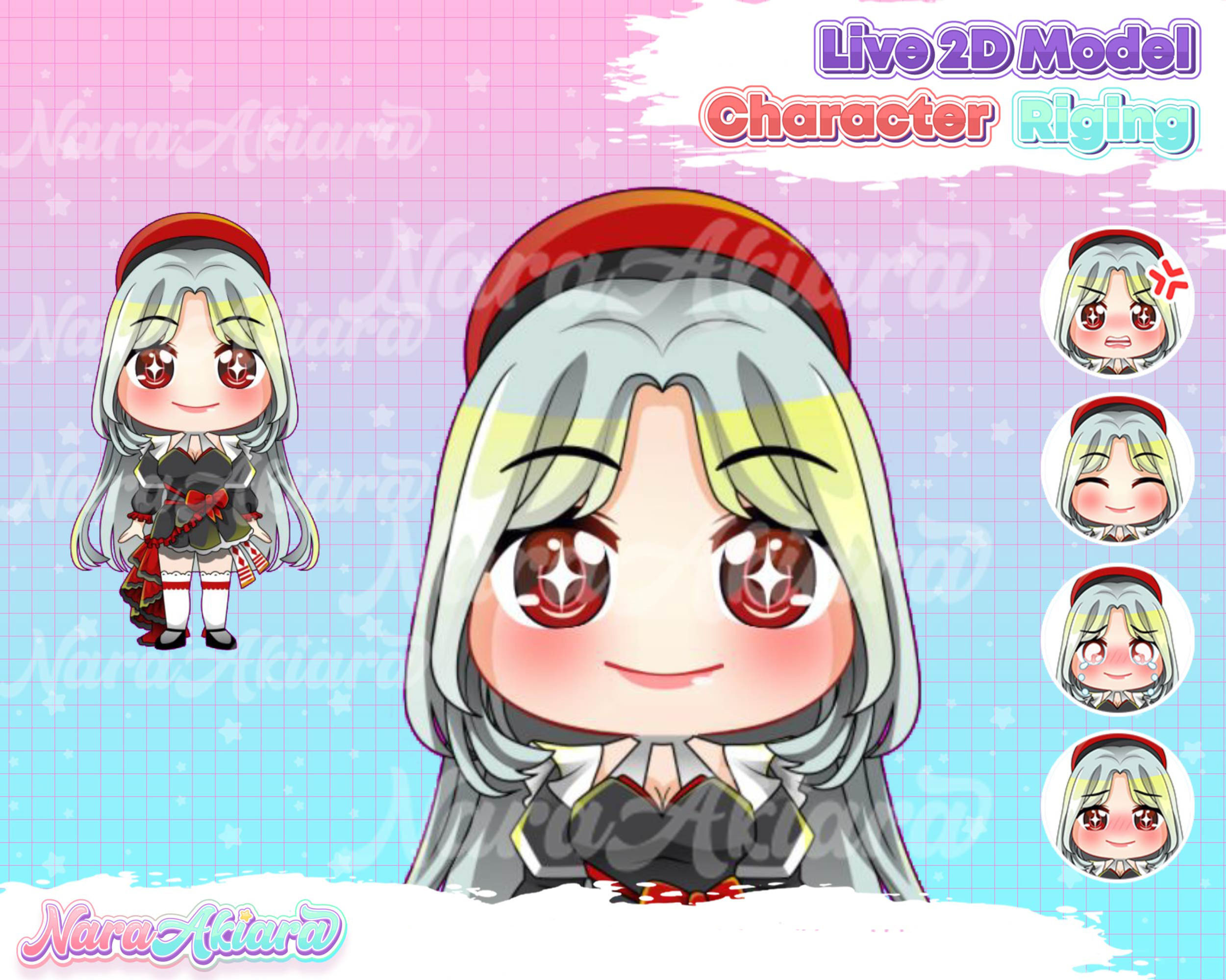 Captivating Vtuber Live2d Chibi Grey-Haired Girl Bringing Magic to Your Streams