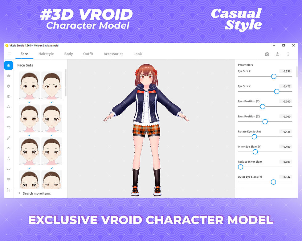 Thumbnail: Meiyun Sasikizu 3D Vroid Model - Anime Character Avatar for Content Creators
