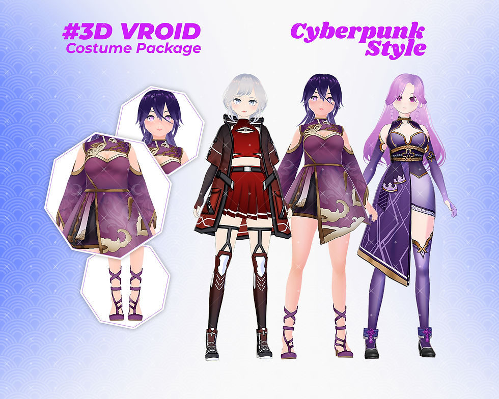 Thumbnail: Futuristic Cyberpunk Girl Outfit Collection for 3D VRoid Model Avatars