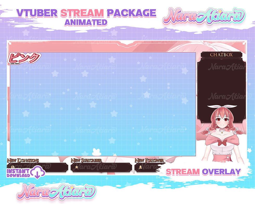섬네일: Elevate your stream with the captivating Anime Pinkuu Overlay Stream Package