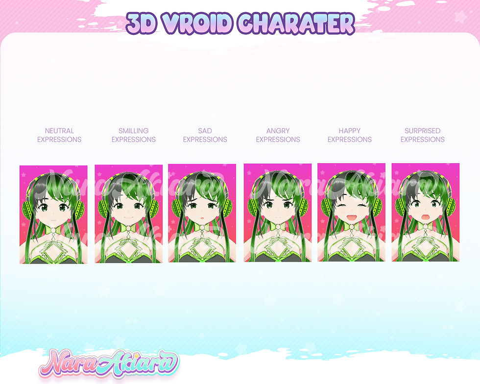 縮圖：Virtual Light Streaming with Vroid Green Fantasy Anime Girl 3D Model