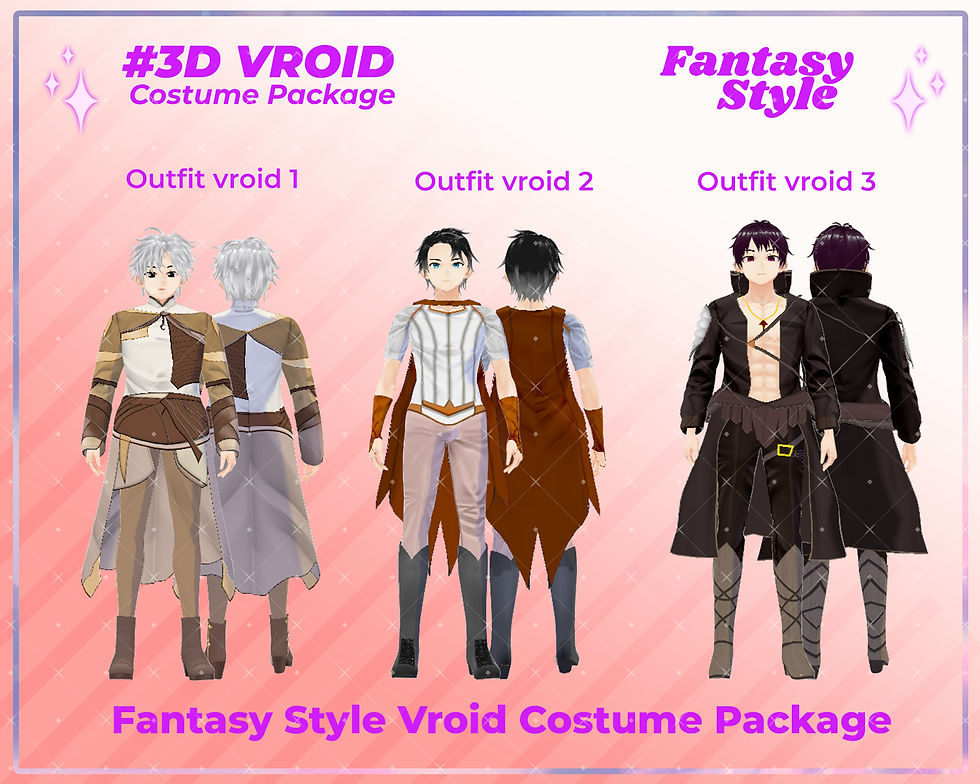 サムネイル： 3D VRoid Clothes Pack: Crystalline Guardian, An Ethereal Fantasy Armor Set