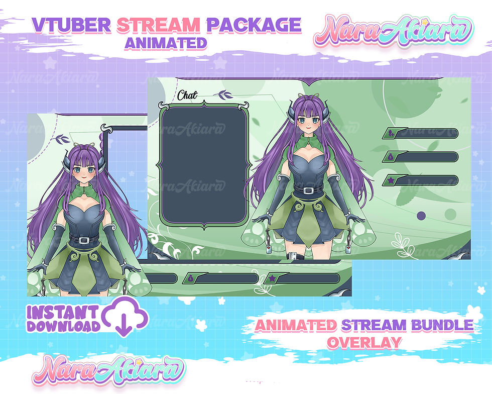 Thumbnail: Enhance Your Stream with the Anime Purple Hair Overlay Stream Package