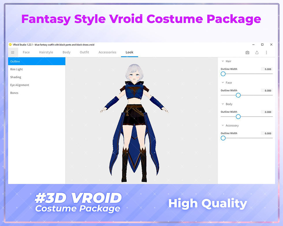 Thumbnail: 3D VRoid Clothes Pack: The Mystic Enchantress, A Magical Fantasy Gown