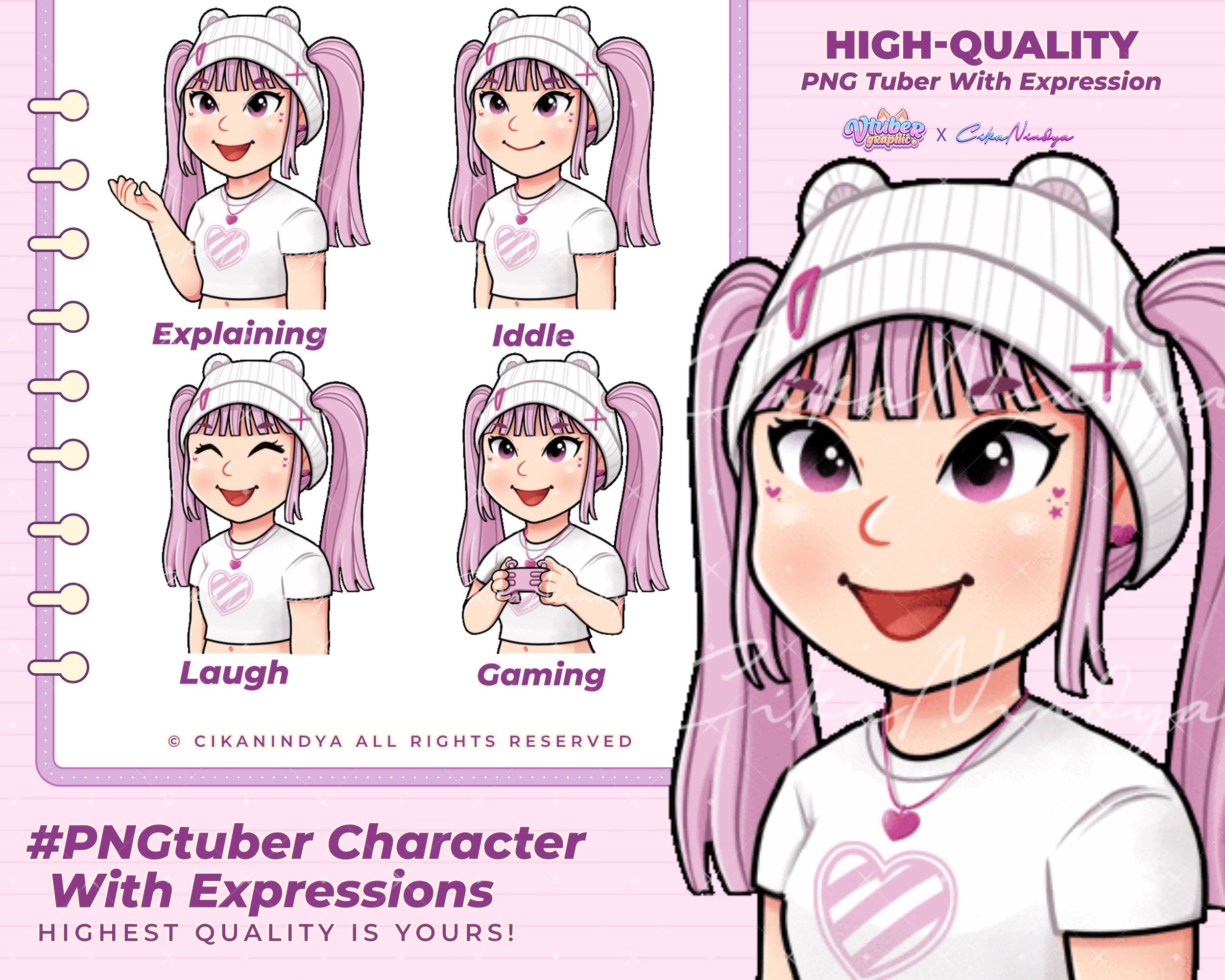 Colorful PNG Tuber Character - Perfect for Interactive Streaming