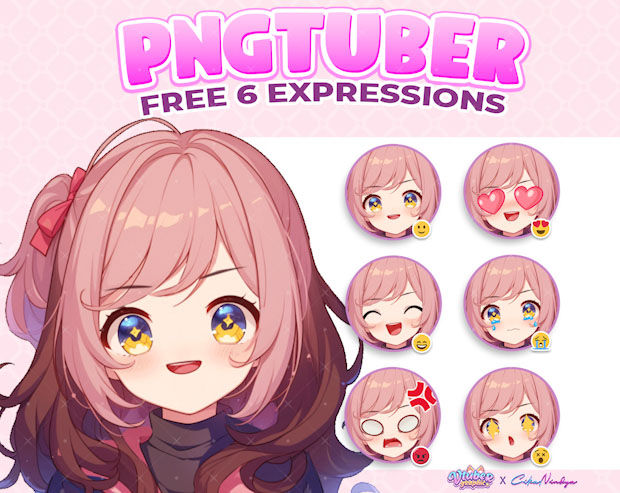 Ultra-Cute PNG Tuber Brown Hair Girl Ready to Bring Smiles to Your Audience