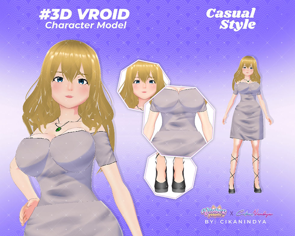 Inspired Avatar Detailed 3D Vroid Model Hoshiko Hito for Creators