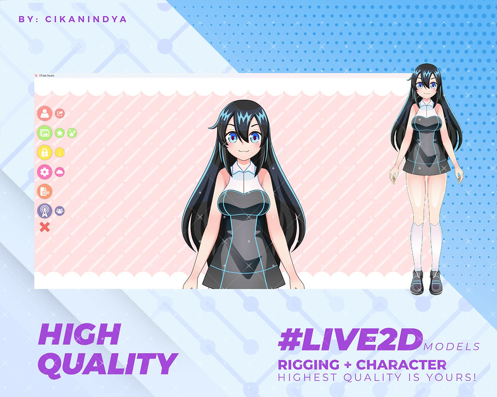Thumbnail: Gothic Blue Anime Girl Live2D Model - Perfect for Streamers