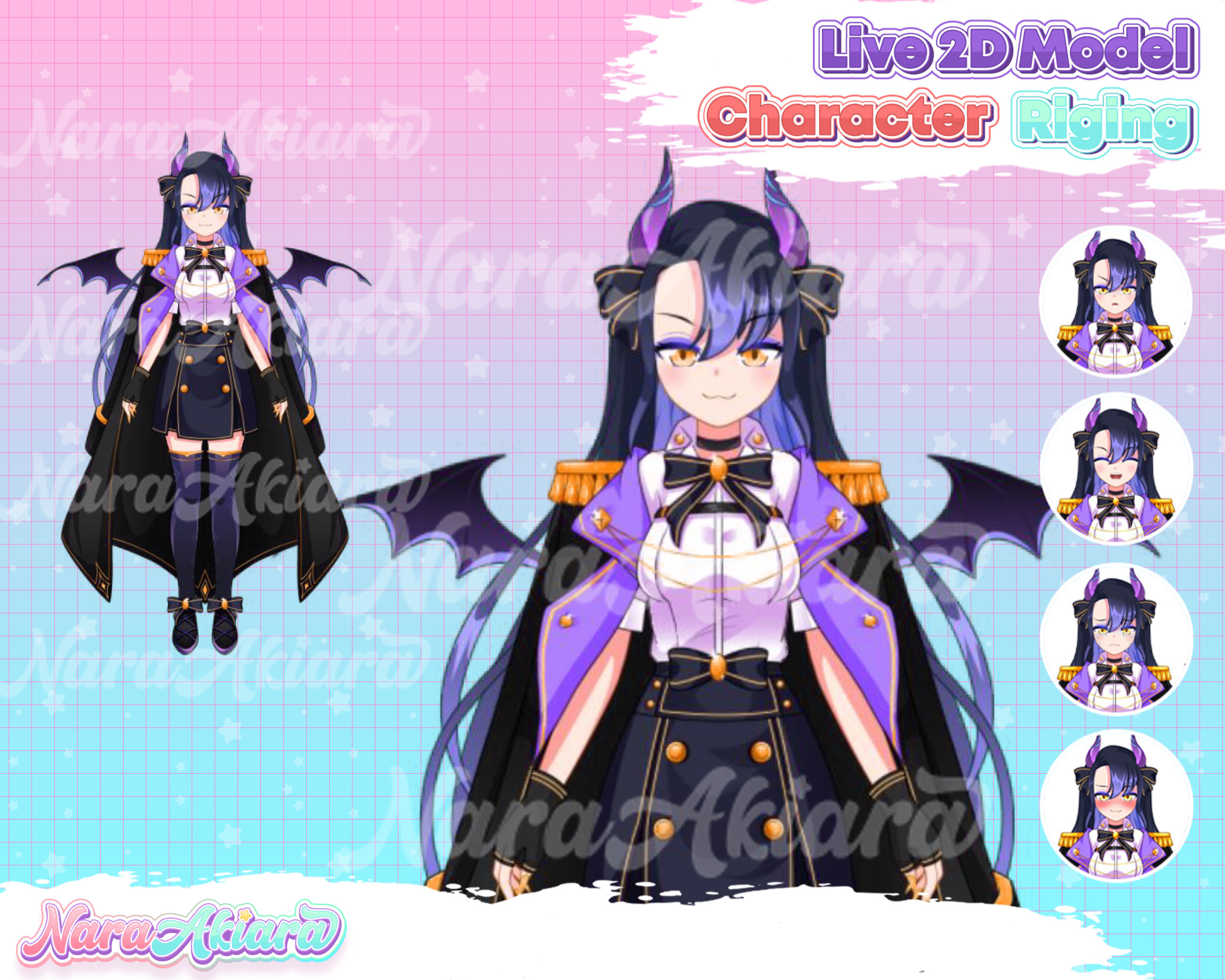 Virtual Reality with Top Quality Vtuber Live2D Models of Blue-Hued Anime Demon