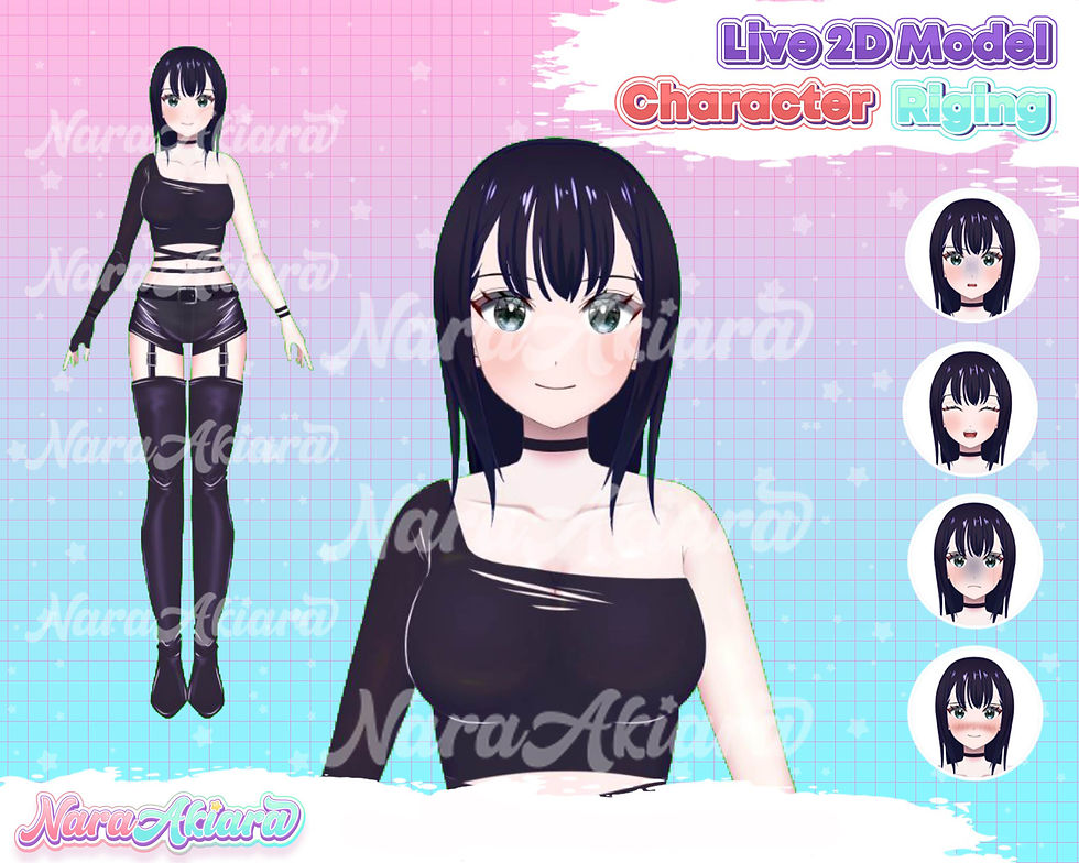 Cyber Chic Emo Girl Live2D VTuber Model for Cutting-Edge Streaming