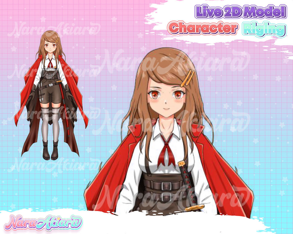 縮圖：Experience the Valor of the Samurai with our Live2D Red Cape Girl Vtuber Models