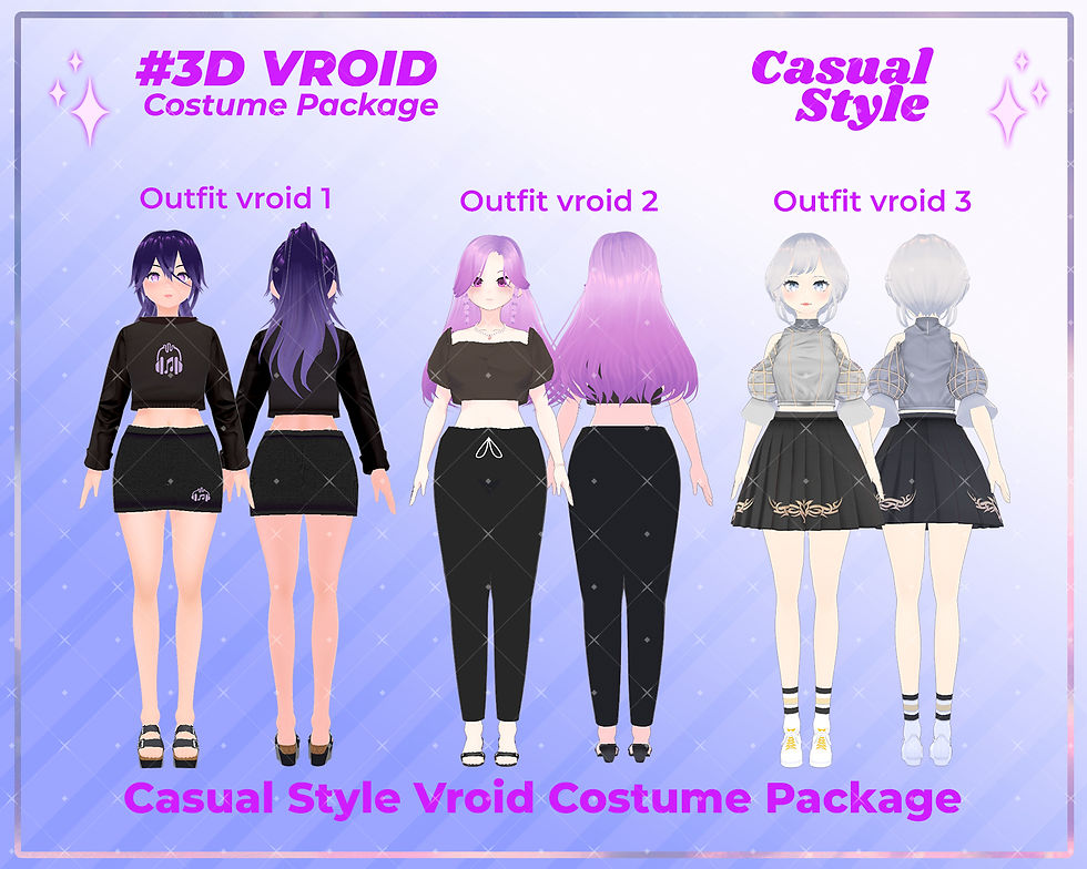 Thumbnail: Trendy Casual Outfit 3D VRoid Wardrobe Pack for Streamer Avatars