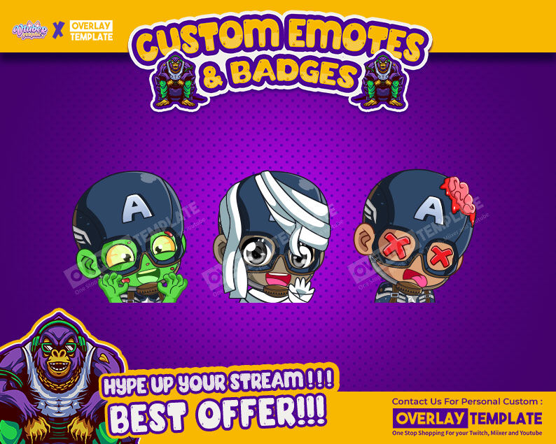 Twitch Emote Hero Captain Halloween V1 Festive and Colorful Design