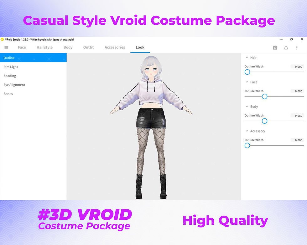 Thumbnail: 3D VRoid Clothes Pack Girl's Relaxed Fit & Lounge Casual Outfit Pack