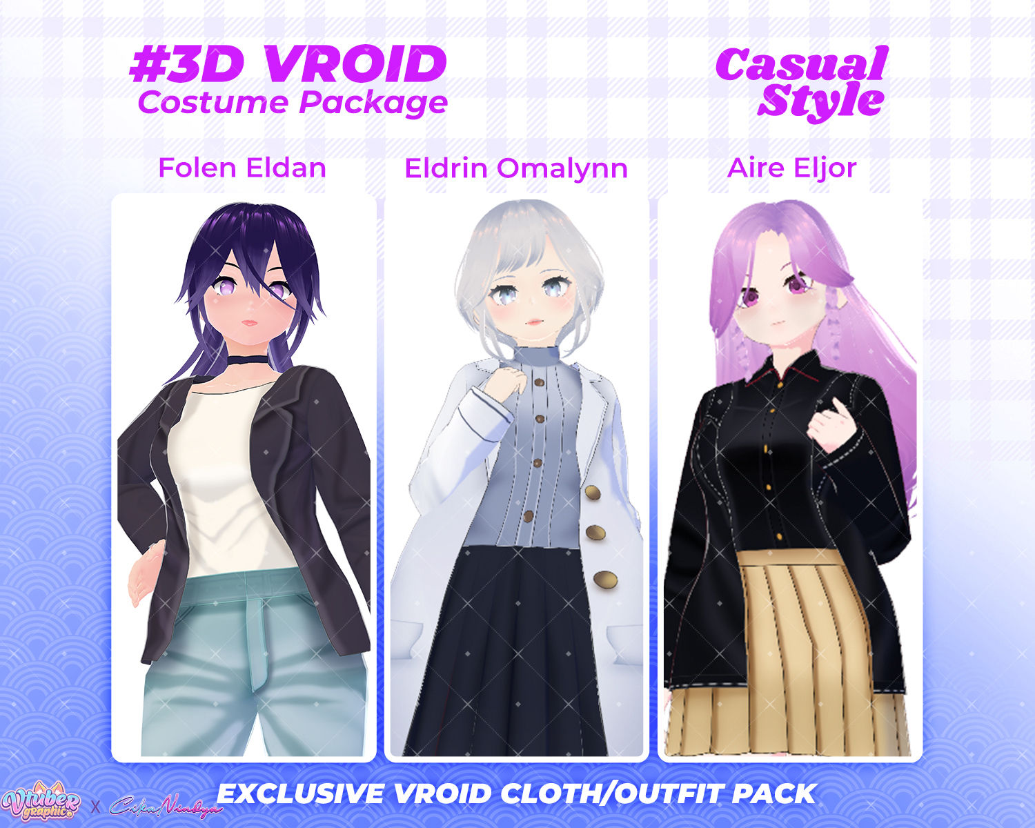 The Campus Star 3D VRoid Clothes Pack - Trendy Casual Girl Outfit