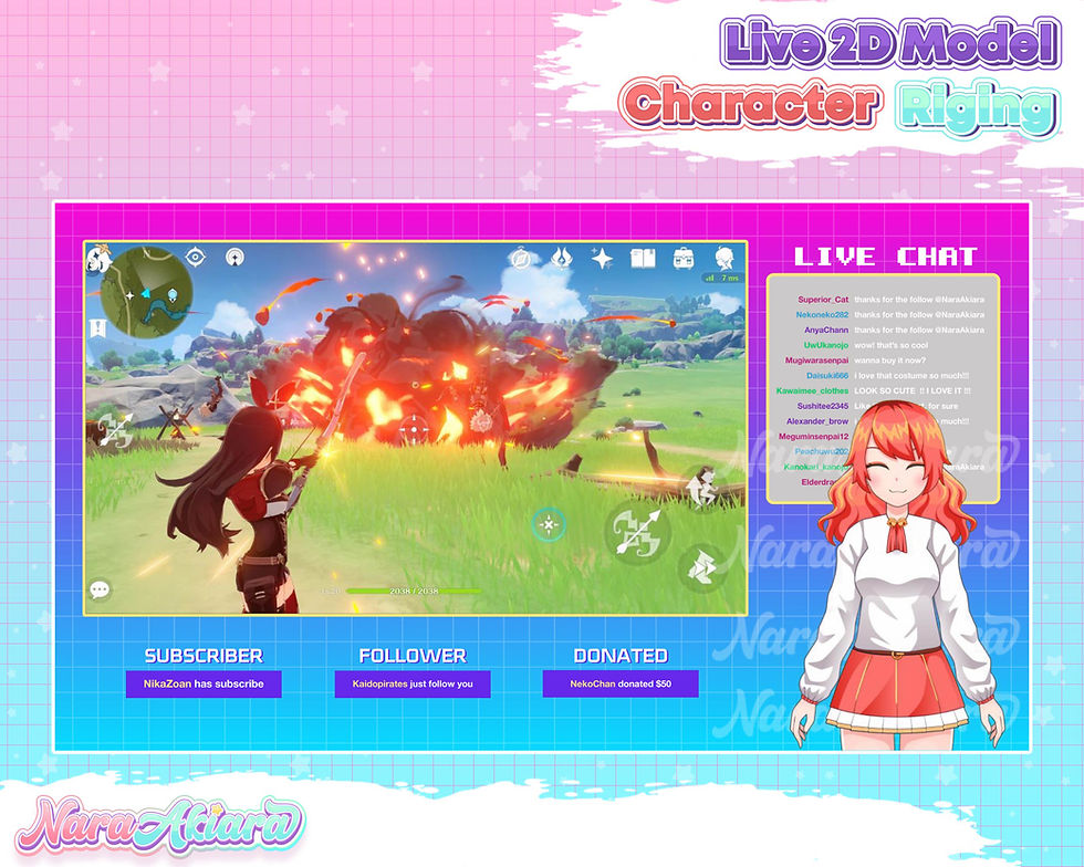 Thumbnail: Energetic Vtuber Live2d Anime Character in Red School Outfit