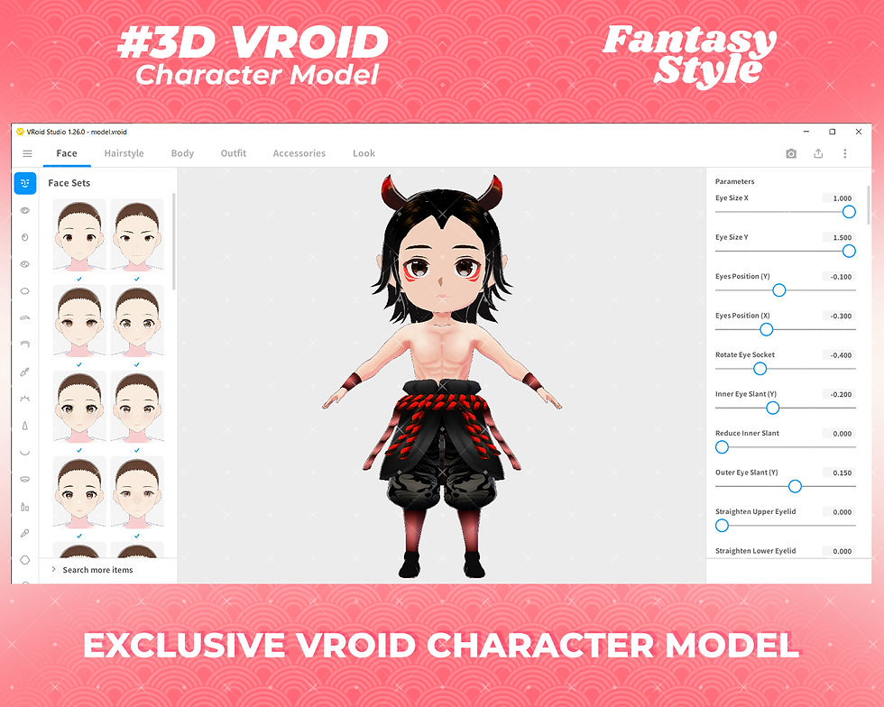 Thumbnail: Cool Fantasy Anime Boy 3D VTuber Model Surudoi Tsuno with Horns Design