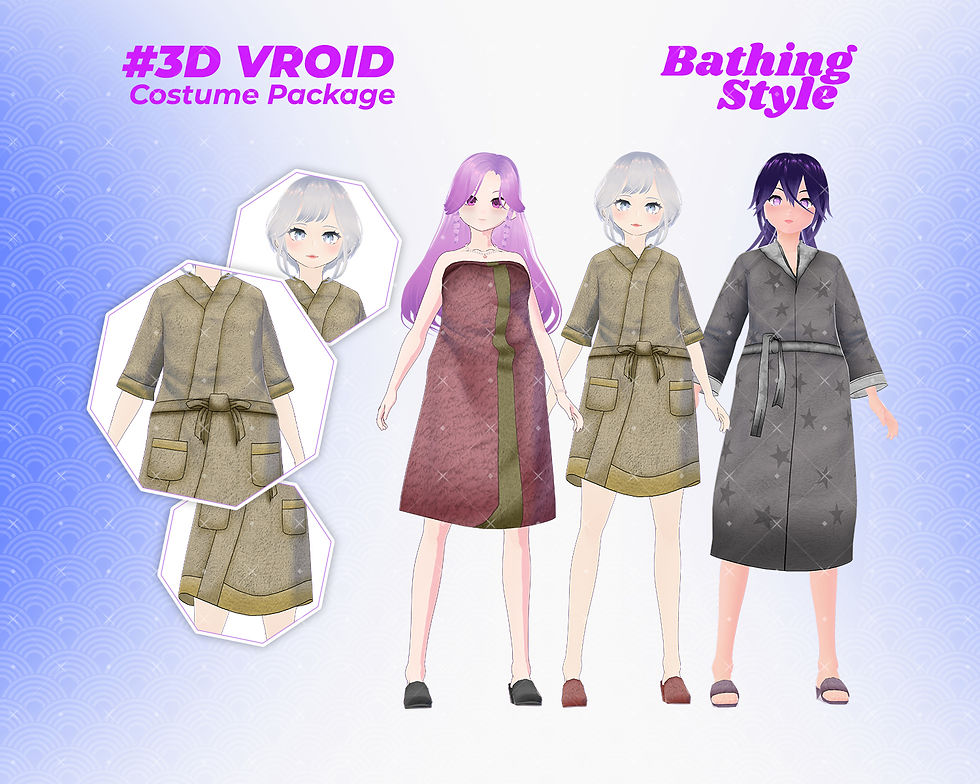 Thumbnail: Versatile 3D Vroid Girl Outfit Pack Including Bathing and Casual Themes