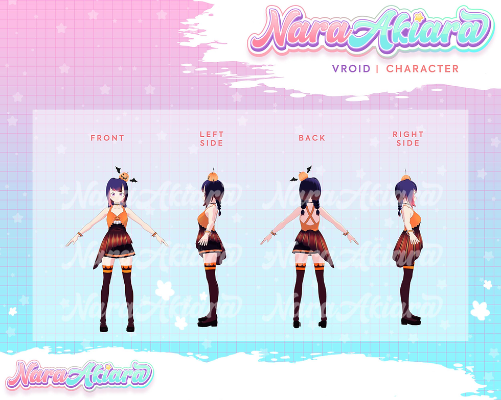 Thumbnail: Festive 3D Vroid Models: Halloween Pumpkin Girl Anime Character Ready to Charm