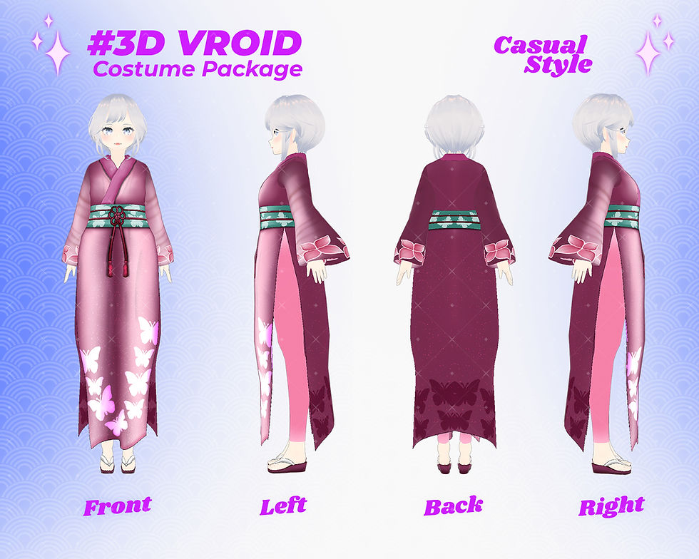 サムネイル： 3D VRoid Clothes Pack Girl's Retro Vibe Denim Casual Wardrobe