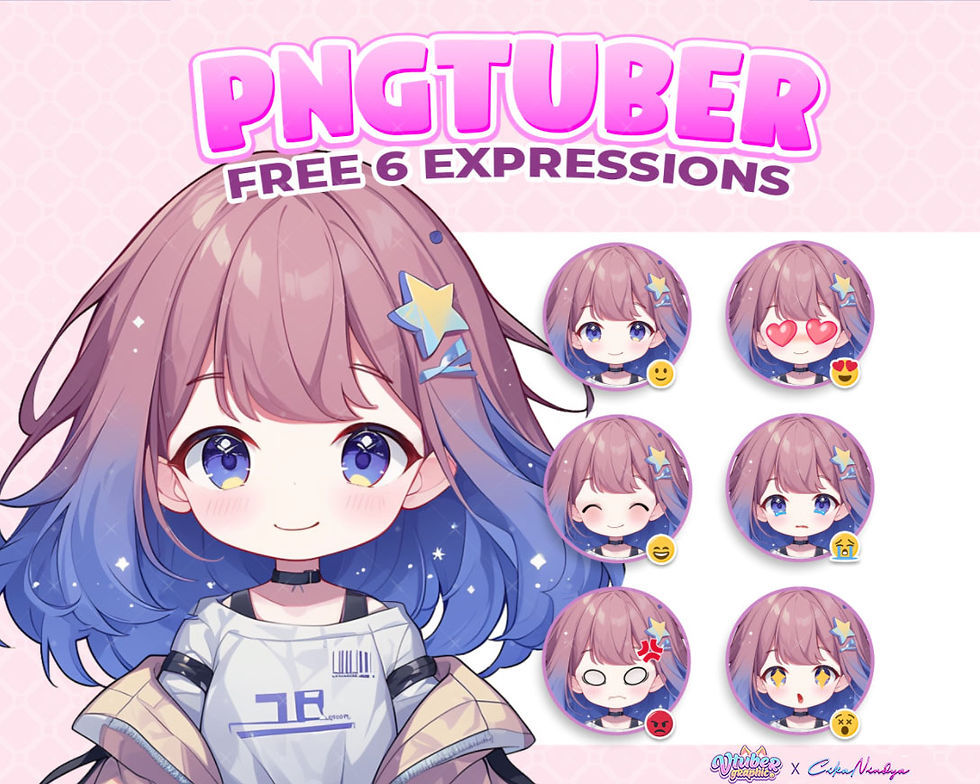 Animated PNG Tuber Avatar with Lively Expressions for Entertaining Streams